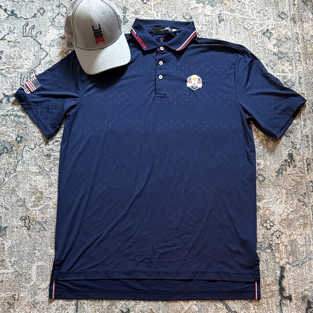 RLX Ralph Lauren Dark Blue Polo with Red and White Details
